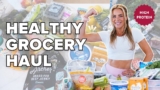 high protein GROCERY HAUL to lose weight | healthy meal ideas + free detox